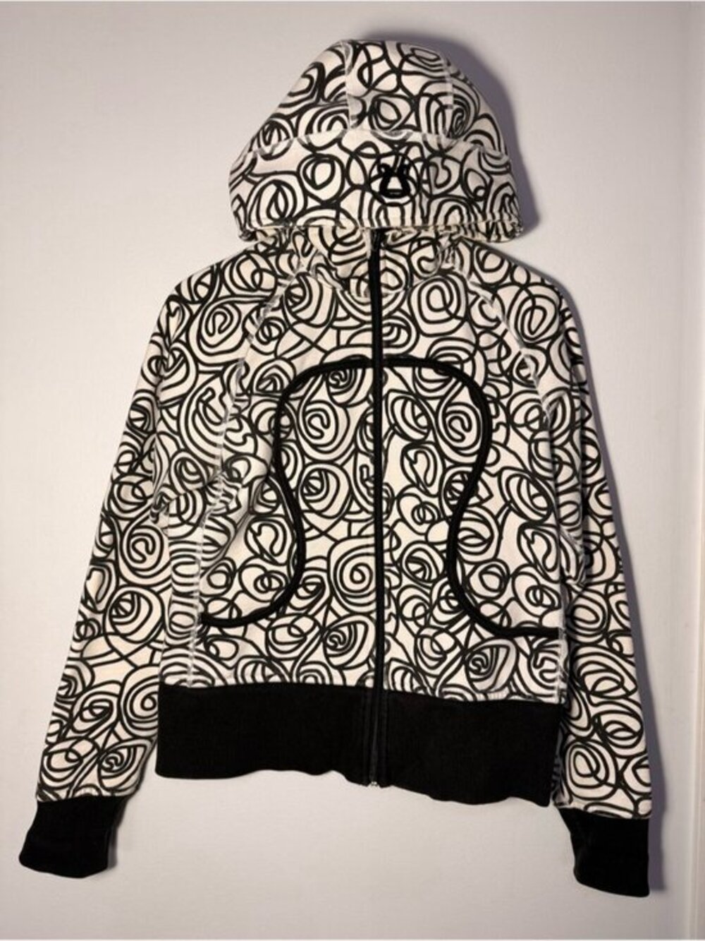 lululemon athletica Black & White Swirl Hooded Bomber Jacket